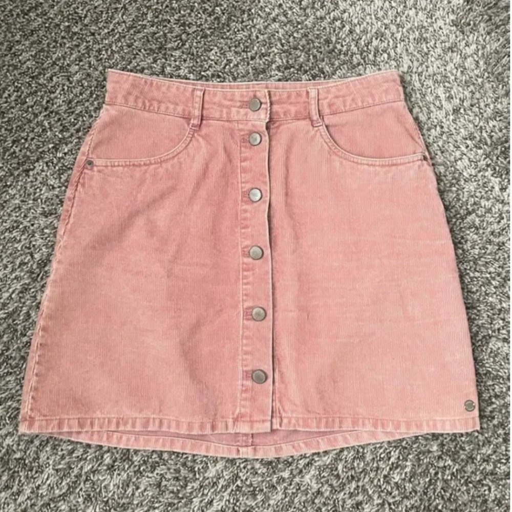 Roxy Pink Corduroy Button Front Skirt - M